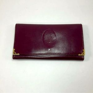 CARTIER Paris Burgundy Leather Bifold Wallet Clutch
